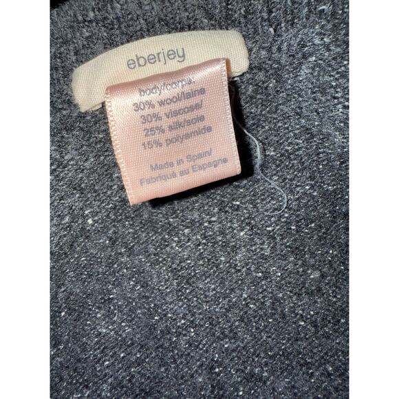 Eberjey Wool Blend Heathered V-Neck Sweater, Dark Charcoal Gray, Size Small - Picture 5 of 5